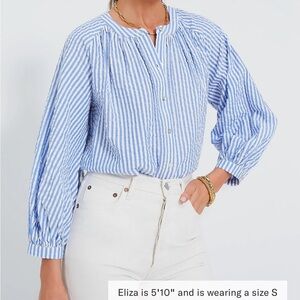 POMANDER PLACE

Blue and White Stripe Seersucker Tallie Top